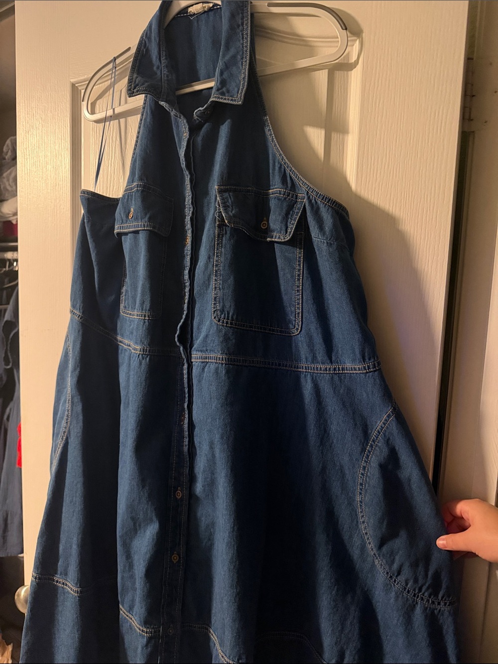 Pilcro | Navy Blue Denim Halter Swing Dress